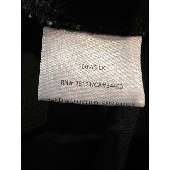 Eileen Fisher L Large Silk Pants Georgette Crepe Pleated Wide Leg Crop Black - Picture 10 of 11